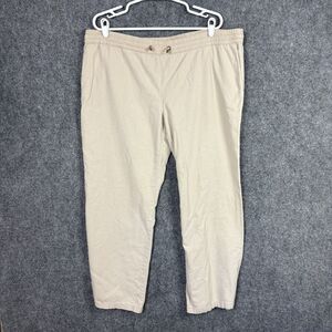 Kiss & Cry Pants Womens Size XL Beige Linen Blend Pull on Casual Beach Lounge